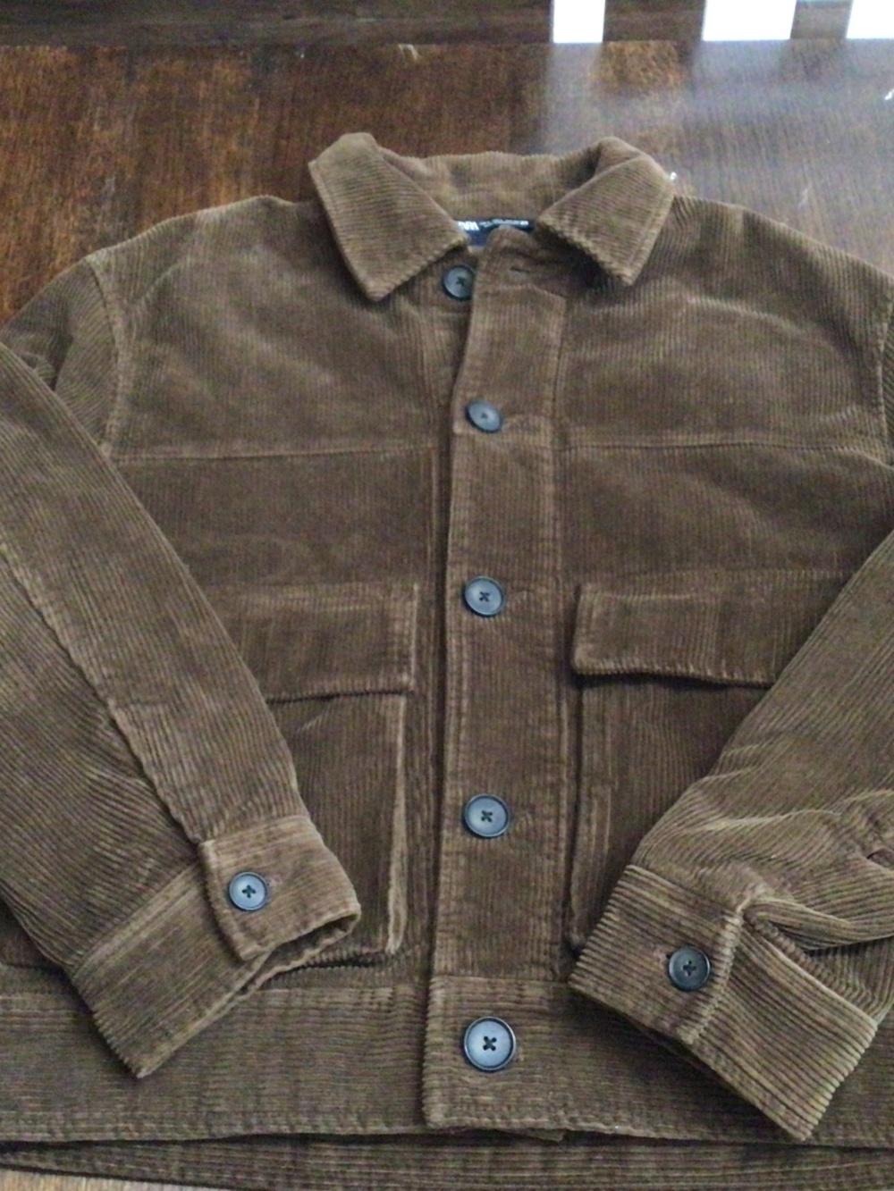 Zara chocolate brown thick corduroy button down jacket. Men’s size large.